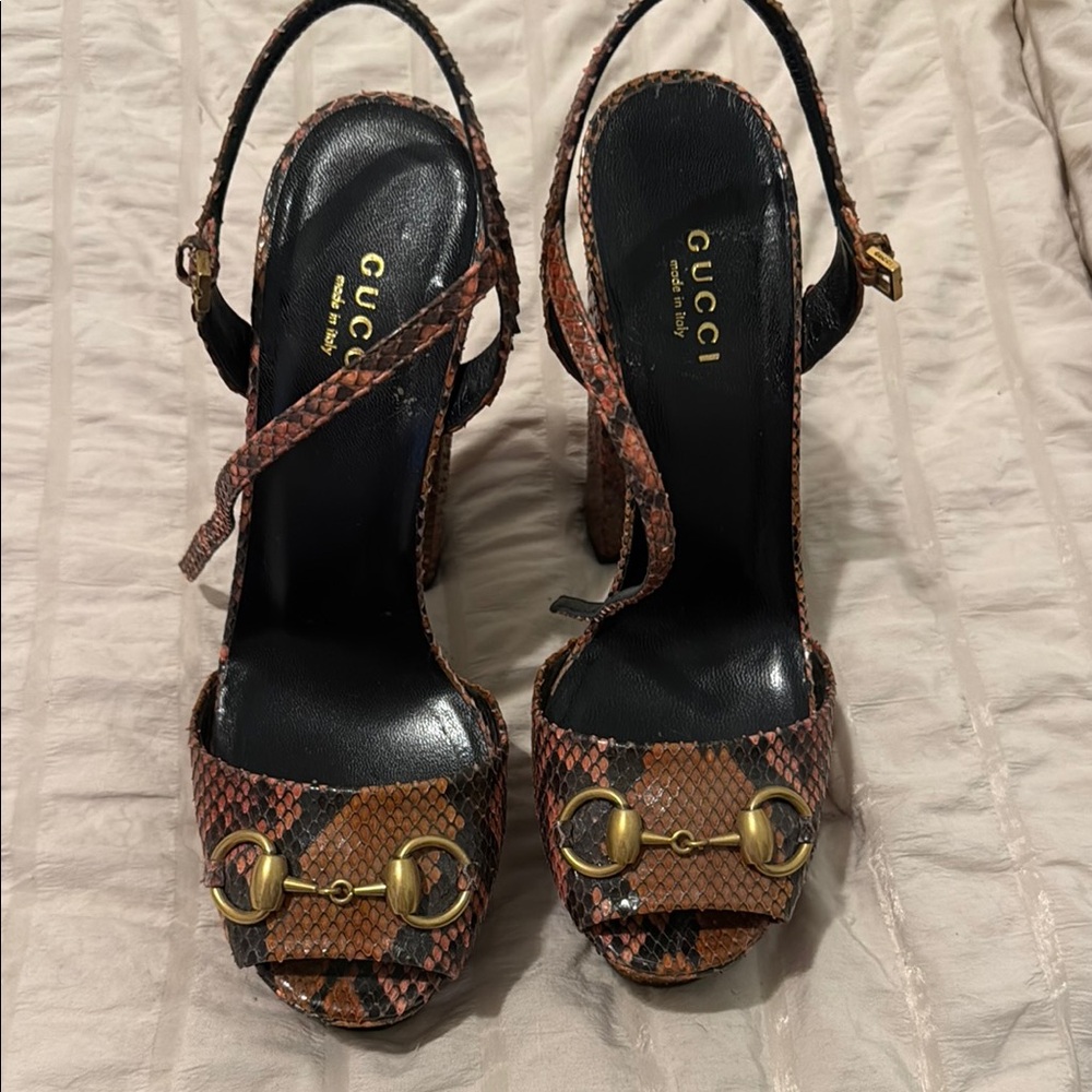 Gucci Brown and Black High Heel Shoes